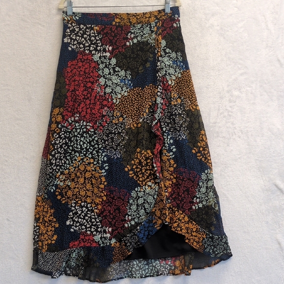 Maurices Women's Colorful Asymmetrical Chiffon Midi Skirt Size M - Picture 1 of 7